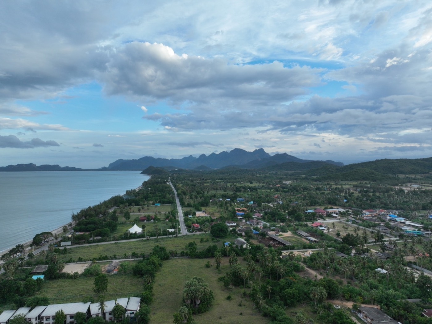 Aerial view of the Sam Roi Yot coastline and green landscape